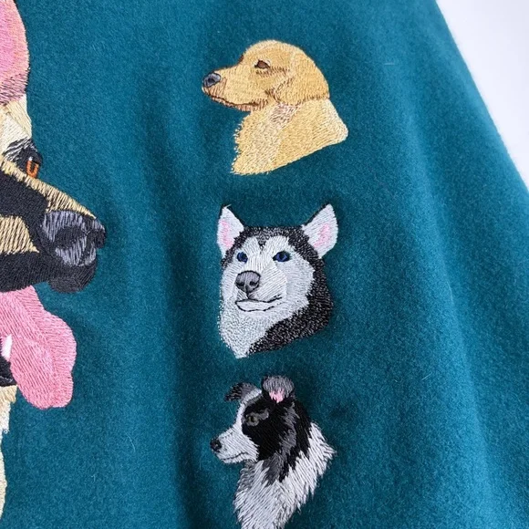 Vintage Varsity Jacket Mens Large Green Blue Wool Black Leather SPCA Dog Lover - Picture 7 of 16